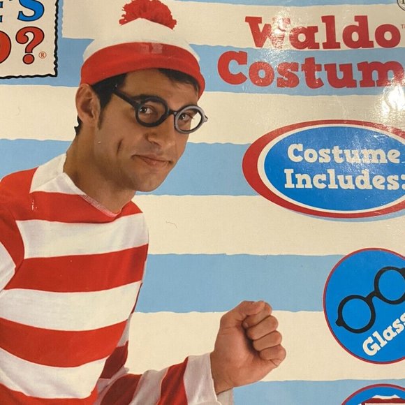 Where's Waldo Red/White Striped Shirt Men's Halloween Costume Set New/N… - Picture 11 of 15